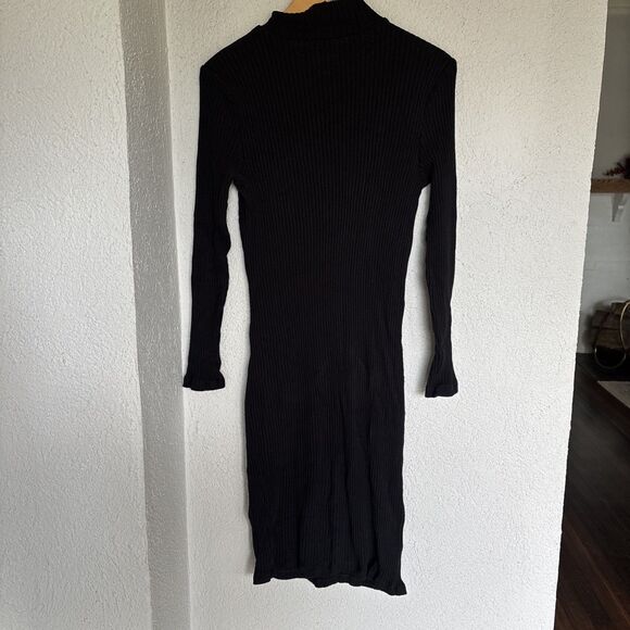Gap Maternity Black Long Sleeve Ribbed Stretch Mock Neck Midi Sweater Dress Sz S - Picture 3 of 7